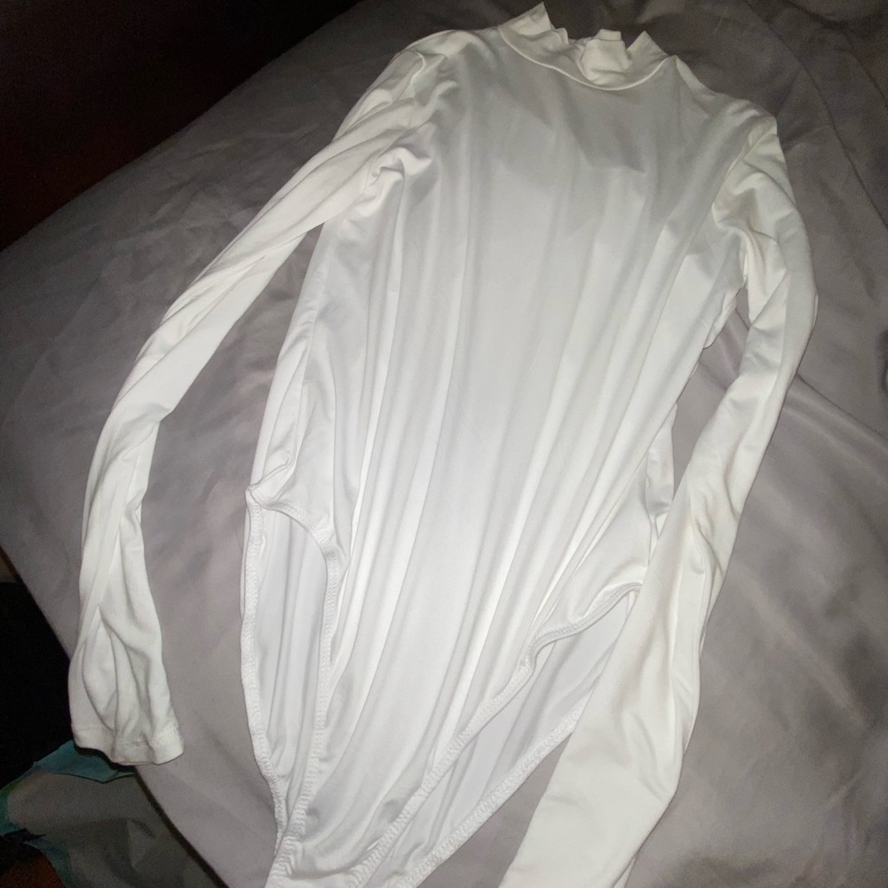 White turtleneck bodysuit